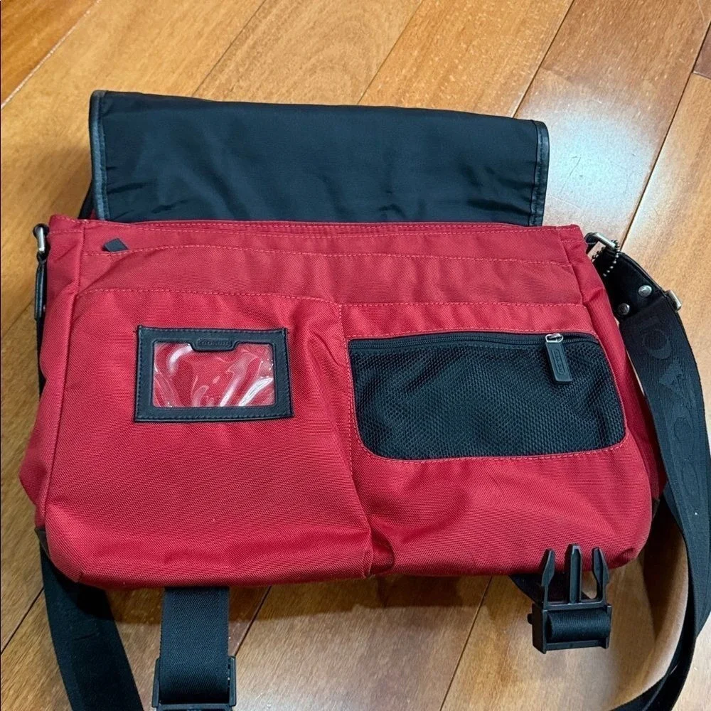 Coach Red Nylon‎ Leather Messenger Bag
